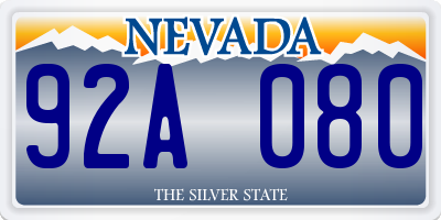 NV license plate 92A080