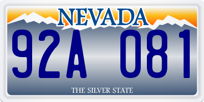 NV license plate 92A081