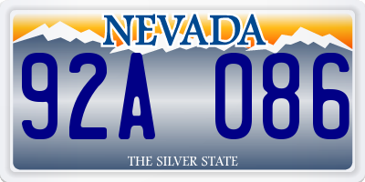 NV license plate 92A086