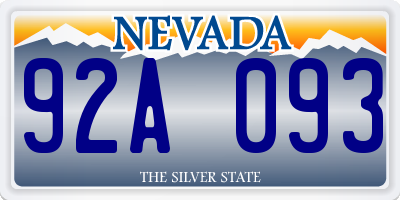 NV license plate 92A093