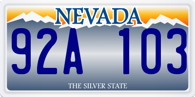 NV license plate 92A103