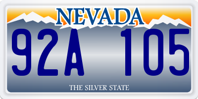 NV license plate 92A105