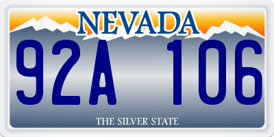 NV license plate 92A106