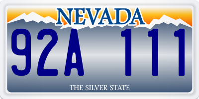 NV license plate 92A111