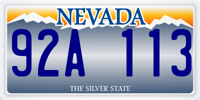 NV license plate 92A113