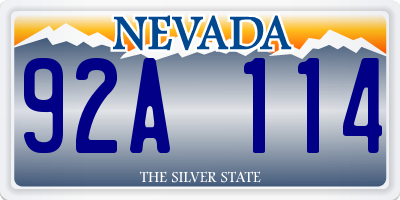 NV license plate 92A114
