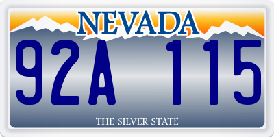 NV license plate 92A115