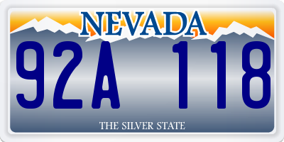 NV license plate 92A118