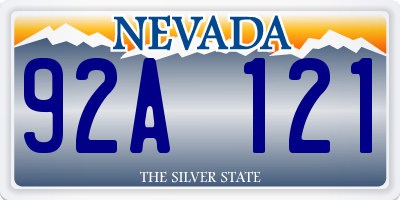 NV license plate 92A121