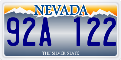 NV license plate 92A122