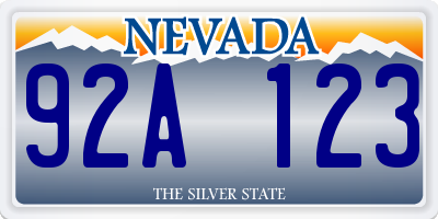 NV license plate 92A123