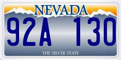 NV license plate 92A130