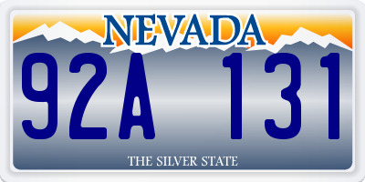 NV license plate 92A131