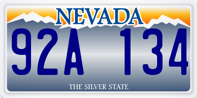 NV license plate 92A134