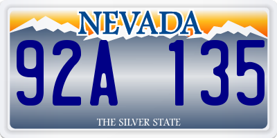 NV license plate 92A135
