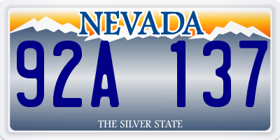 NV license plate 92A137