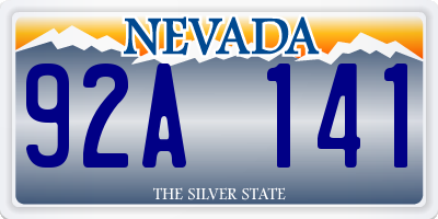 NV license plate 92A141