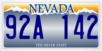 NV license plate 92A142