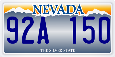 NV license plate 92A150