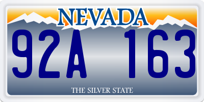 NV license plate 92A163