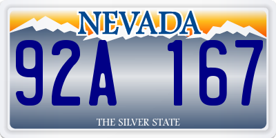 NV license plate 92A167