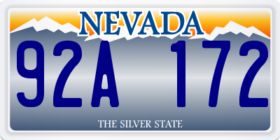 NV license plate 92A172