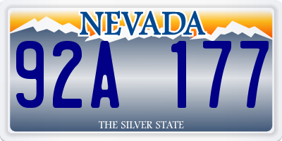 NV license plate 92A177