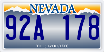 NV license plate 92A178