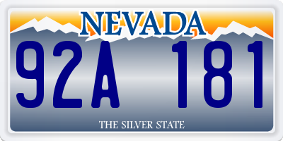 NV license plate 92A181