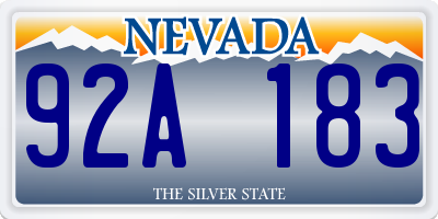 NV license plate 92A183