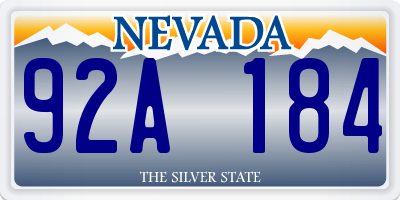 NV license plate 92A184