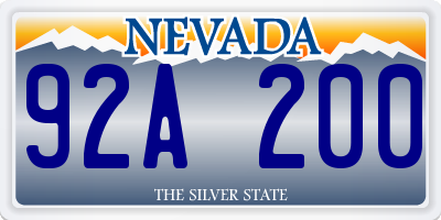 NV license plate 92A200