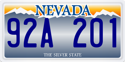 NV license plate 92A201