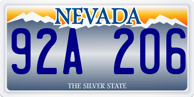 NV license plate 92A206