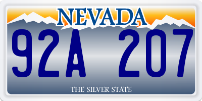 NV license plate 92A207