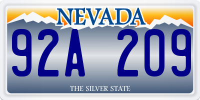 NV license plate 92A209