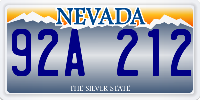 NV license plate 92A212