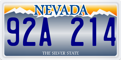 NV license plate 92A214