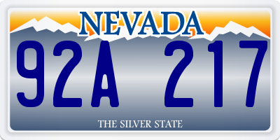 NV license plate 92A217