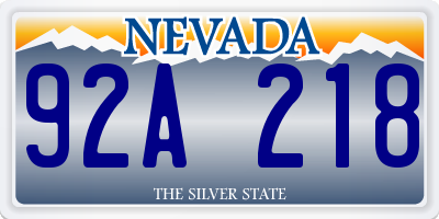 NV license plate 92A218