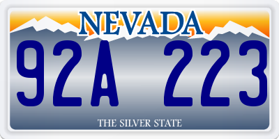 NV license plate 92A223