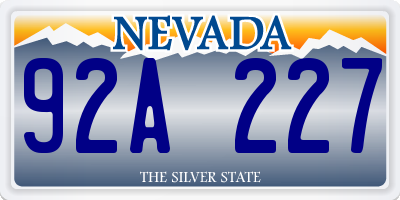 NV license plate 92A227