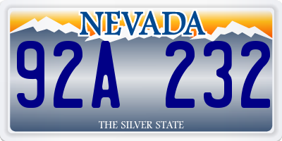 NV license plate 92A232