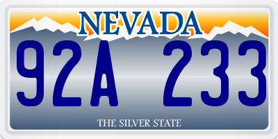 NV license plate 92A233