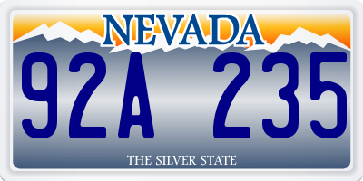 NV license plate 92A235
