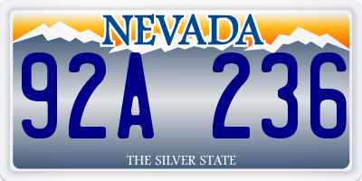 NV license plate 92A236