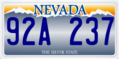 NV license plate 92A237