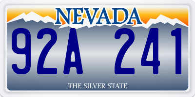 NV license plate 92A241