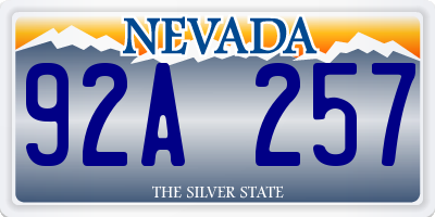 NV license plate 92A257