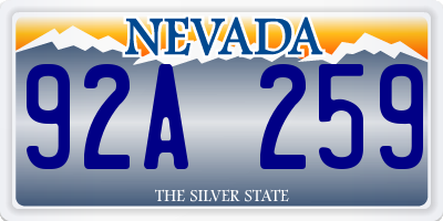 NV license plate 92A259